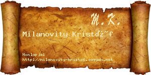 Milanovity Kristóf névjegykártya